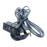 Max 1.5M Car Vehicle Universal AUX 2 USB Audio Dashboard Mounted Extension Cable