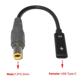 Maxbell 7.9/5.5mm Round Jack to Square End Adapter for Lenovo Laptop Power Cord