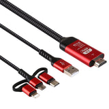 Maxbell Universal HDTV Cable 3 in 1 Display Adapter HDMI Cable For iOS For Android