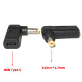 Max Type-c Female to 5.5*1.7mm Male 90 Degree Angle w/PD Chip DC Laptop Charger