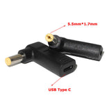 Max Type-c Female to 5.5*1.7mm Male 90 Degree Angle w/PD Chip DC Laptop Charger