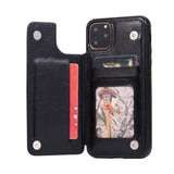 Max PU Leather Anti-fall Phone Back Cover Case For iPhone 11 6.5 inch Black
