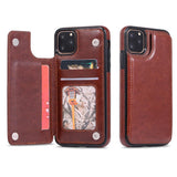 Max PU Leather Anti-fall Phone Back Cover Case For iPhone 11 6.5 inch Brown