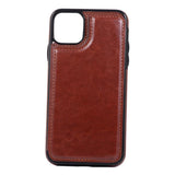 Max PU Leather Anti-fall Phone Back Cover Case For iPhone 11 6.5 inch Brown
