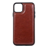 Max PU Leather Anti-fall Phone Back Cover Case For iPhone 11 6.5 inch Brown