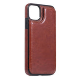 Max PU Leather Anti-fall Phone Back Cover Case For iPhone 11 6.5 inch Brown