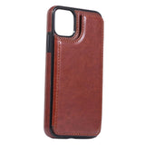 Max PU Leather Anti-fall Phone Back Cover Case For iPhone 11 6.5 inch Brown