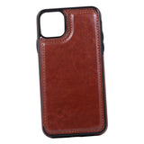 Max PU Leather Anti-fall Phone Back Cover Case For iPhone 11 6.5 inch Brown