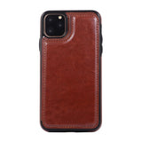 Max PU Leather Anti-fall Phone Back Cover Case For iPhone 11 6.5 inch Brown