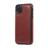 Max PU Leather Anti-fall Phone Back Cover Case For iPhone 11 6.5 inch Brown