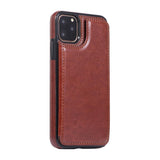 Max PU Leather Anti-fall Phone Back Cover Case For iPhone 11 6.5 inch Brown