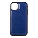 Max PU Leather Anti-fall Phone Back Cover Case For iPhone 11 6.1 inch Blue