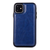 Max PU Leather Anti-fall Phone Back Cover Case For iPhone 11 6.1 inch Blue