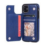 Max PU Leather Anti-fall Phone Back Cover Case For iPhone 11 6.1 inch Blue