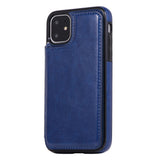 Max PU Leather Anti-fall Phone Back Cover Case For iPhone 11 6.1 inch Blue