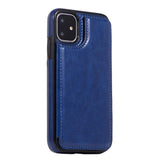 Max PU Leather Anti-fall Phone Back Cover Case For iPhone 11 6.1 inch Blue
