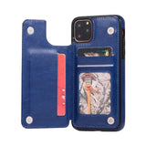 Max PU Leather Anti-fall Phone Back Cover Case For iPhone 11 6.5 inch Blue