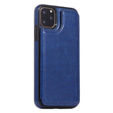 Max PU Leather Anti-fall Phone Back Cover Case For iPhone 11 6.5 inch Blue