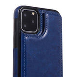 Max PU Leather Anti-fall Phone Back Cover Case For iPhone 11 5.8 inch Blue