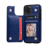 Max PU Leather Anti-fall Phone Back Cover Case For iPhone 11 5.8 inch Blue