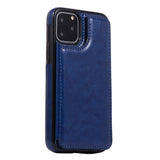 Max PU Leather Anti-fall Phone Back Cover Case For iPhone 11 5.8 inch Blue