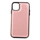 Max PU Leather Anti-fall Phone Back Cover Case For iPhone 11 6.1 inch Pink