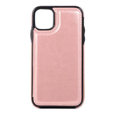 Max PU Leather Anti-fall Phone Back Cover Case For iPhone 11 6.1 inch Pink