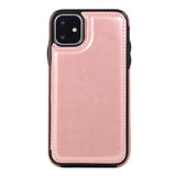 Max PU Leather Anti-fall Phone Back Cover Case For iPhone 11 6.1 inch Pink