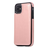 Max PU Leather Anti-fall Phone Back Cover Case For iPhone 11 6.1 inch Pink