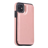 Max PU Leather Anti-fall Phone Back Cover Case For iPhone 11 6.1 inch Pink