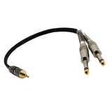 Maxbell 3.5mm to Dual 6.35mm Adapter Audio Cable for Mixer Amplifier Speaker Black