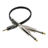 Maxbell 3.5mm to Dual 6.35mm Adapter Audio Cable for Mixer Amplifier Speaker Black