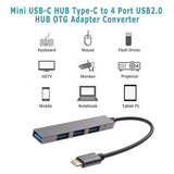 Maxbell 4 Ports USB 3.1 To USB-C Adapter Type-C Hub For Mobile Phone Laptop Gray