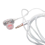 Max Double Speaker 1.2M Wired 3.5MM Earphone Earbuds HiFi Stereo Headset White