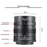 Maxbell 55mm F1.4 APS-C Manual Portrait Focus Lens Fit for Canon Camera Black