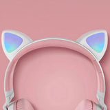 Max Maxb Bluetooth Stereo Cat Ear Headphones LED Light Flashing Glowing Headset Pink
