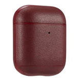 Maxbell Protective Leather Case Cover - Anti Lost Skin Case for Airpods Wine Red
