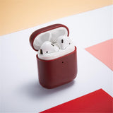 Maxbell Protective Leather Case Cover - Anti Lost Skin Case for Airpods Wine Red