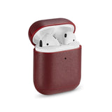 Maxbell Protective Leather Case Cover - Anti Lost Skin Case for Airpods Wine Red
