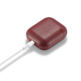Maxbell Protective Leather Case Cover - Anti Lost Skin Case for Airpods Wine Red