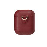 Maxbell Protective Leather Case Cover - Anti Lost Skin Case for Airpods Wine Red