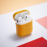 Maxbell Protective Leather Case Cover - Anti Lost Skin Case for Airpods Yellow