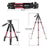 Maxbell Set of 1 Professional Portable Travel Aluminum Tripod Pan for SLR DSLR Red