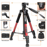Maxbell Set of 1 Professional Portable Travel Aluminum Tripod Pan for SLR DSLR Red