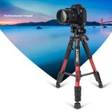 Maxbell Set of 1 Professional Portable Travel Aluminum Tripod Pan for SLR DSLR Red