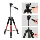 Maxbell Set of 1 Professional Portable Travel Aluminum Tripod Pan for SLR DSLR Red