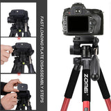 Maxbell Set of 1 Professional Portable Travel Aluminum Tripod Pan for SLR DSLR Red