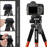 Maxbell Set of 1 Professional Portable Travel Aluminum Tripod Pan for SLR DSLR Orange