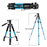 Maxbell Set of 1 Professional Portable Travel Aluminum Tripod Pan for SLR DSLR Blue