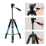 Maxbell Set of 1 Professional Portable Travel Aluminum Tripod Pan for SLR DSLR Blue